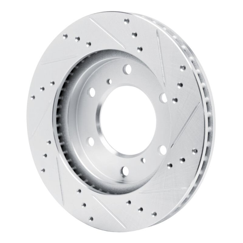 Mitsubishi Montero Sport Brake Rotor (1) - Front Right - R1 Concepts - Drilled & Slotted - Silver - `07-`17